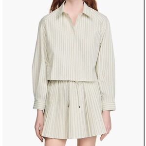 SANDRO Stripe Rhinestone Skirt Set